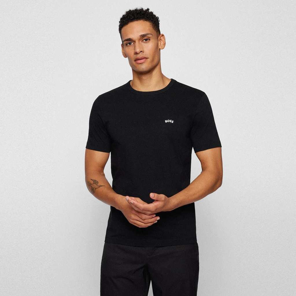 Hugo Boss Curved Logo T Shirt - Black 001
